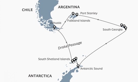 Map for Antarctica, South Georgia & Falklands