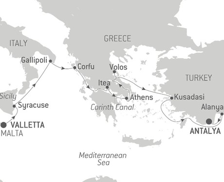 Map for 10th Annual Piano Festival at Sea - Italy, Greece & Turkey Luxury Cruise