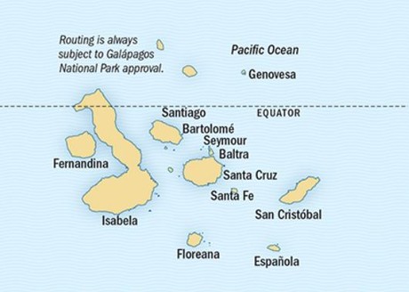Map for 10 Day Galapagos Expedition aboard NG Endeavour II