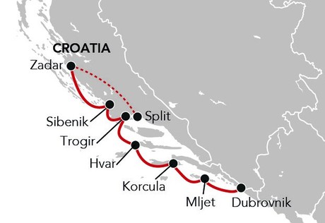Map for A Week in the Adriatic - 8 Day Croatia Cruise