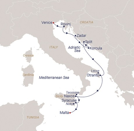 Map for Adriatic Azure in Late Summer - Italy & Croatia Sailing Cruise