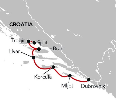 Map for Along the Dalmatian Coast - 8 Day Croatia Cruise