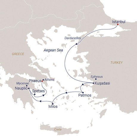 Map for Island Charm & Ancient Treasures - 8 Day Aegean Sailing Cruise