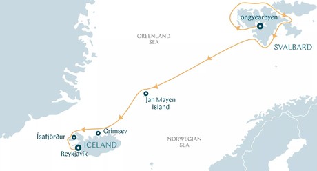 Map for Arctic Islands & Fjords - Iceland, Spitsbergen & Jan Mayen Island