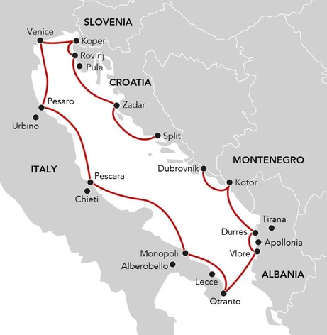 Map for Around the Adriatic - A 13 Day Discovery of Croatia, Montenegro, Albania, Italy & Slovenia