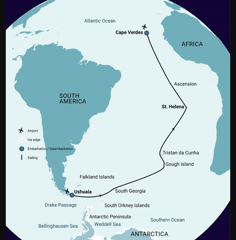 Map for Atlantic Odyssey to Cape Verde - 32 Day Atlantic Ocean Expedition