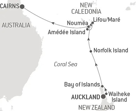 Map for Hidden Treasures of New Caledonia - From Auckland to Cairns