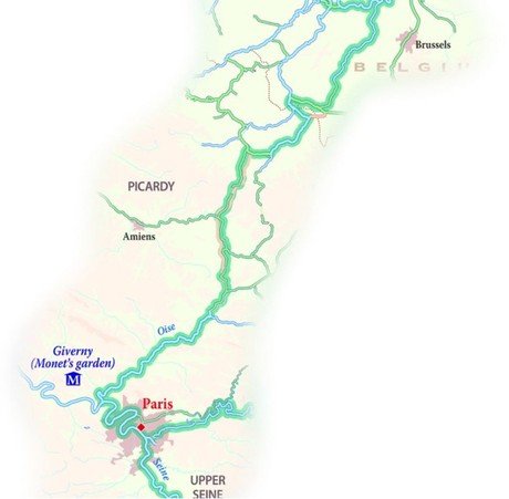 Map for Classic River Cruise – Belgium to Paris