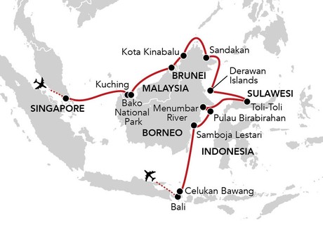 Map for Wonders & Wildlife of Borneo - Malaysia & Indonesia Cruise