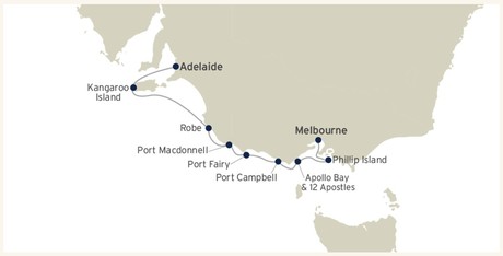 Map for Bounty of the Southern Ocean - South Australia Cruise