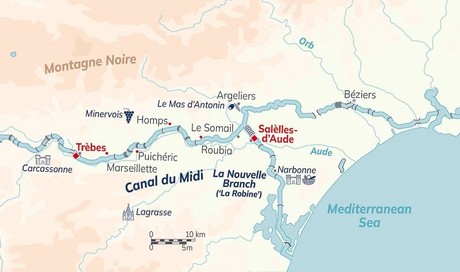 Map for Classic France River Cruise – Canal du Midi
