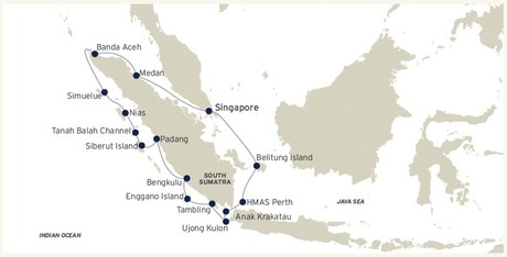 Map for Circumnavigation of Sumatra - 19 Day Indonesia Cruise