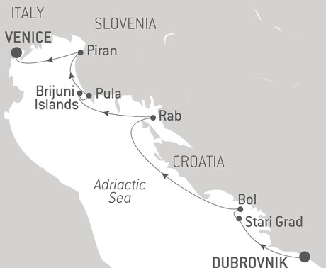 Map for Cities and Splendours of the Adriatic - From Dubrovnik to Venice in Luxury