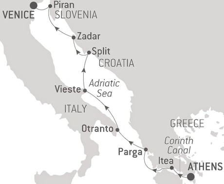 Map for From the City of Gods to the Canals of Venice - Italy, Croatia & Greece Cruise