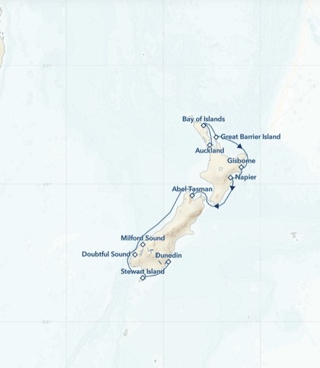 Map for Coastal New Zealand: Scenic Fjords, Maori History, and Abundant Wildlife