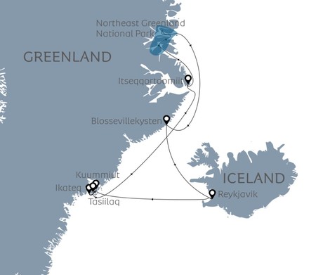Map for Complete East Greenland Expedition Cruise