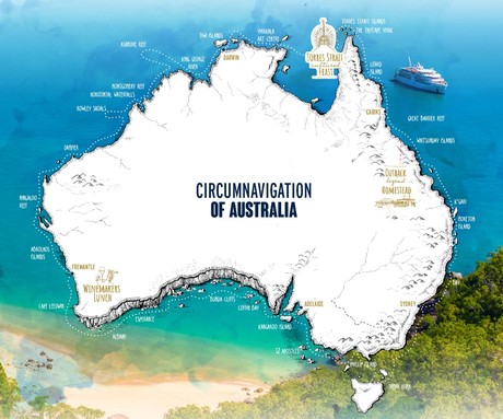 Map for Circumnavigation of Australia - 60 Night Epic Adventure Cruise