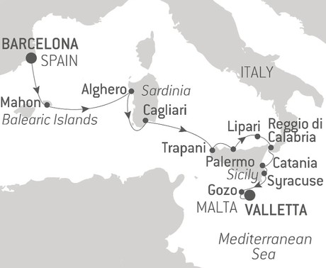 Map for Culture and Islands of the Mediterranean - Spain, Italy & Malta in Luxury