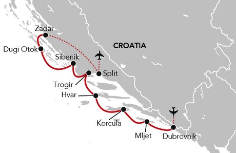 Map for Dalmatian Island Odyssey - 9 Day Croatia Cruise