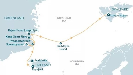 Map for Discovery of Arctic - Iceland, Jan Mayen & Svalbard - 12 Day Arctic Expedition Cruise