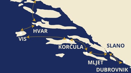 Map for Adriatic Discovery Cruise B: From Dubrovnik to Split