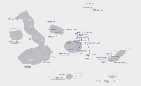 Map for East Galapagos 4 Day Cruise C
