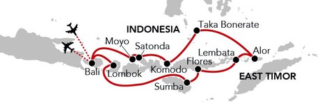 Map for East of Bali - 12 Day Indonesia Cruise