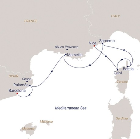 Map for Elegantly Extend The Summer - Italy, France & Spain Sailing Cruise