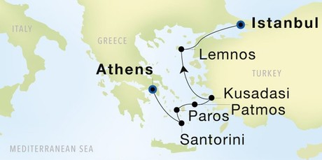 Map for Engaging Istanbul & the Greek Isles - Athens to Istanbul 8 Day Cruise