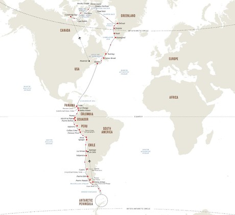 Map for Between the Poles - Our Epic Global Expedition Cruise