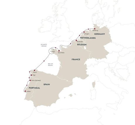 Map for Europe´s Atlantic Highlights - From Hamburg to Lisbon