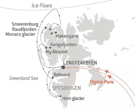 Map for Fjords and Glaciers of Spitsbergen - Luxury Adventure Expedition