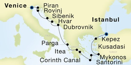 Map for In the Footsteps of Marco Polo - Istanbul to Venice 13 Day Cruise