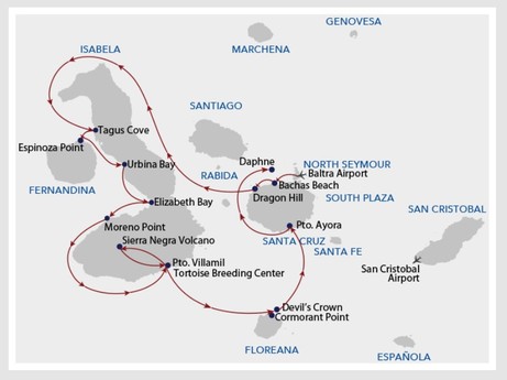 Map for Galapagos Angel Brand New Yacht Cruise 8 B