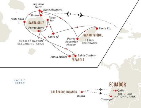 Map for Galápagos Islands Expedition in Darwin’s Footsteps