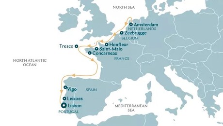 Map for Gems of Western Europe - Amsterdam to Lisbon 11 Day Cruise