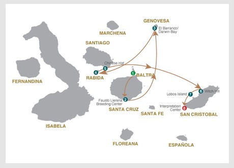 Map for Grand Majestic Galapagos 5 Day Cruise