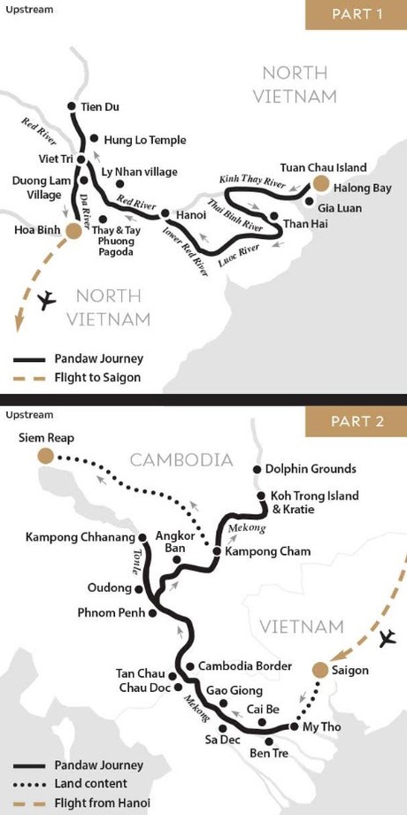 Map for Grand Vietnam and Cambodia 21 Night Combo Cruise