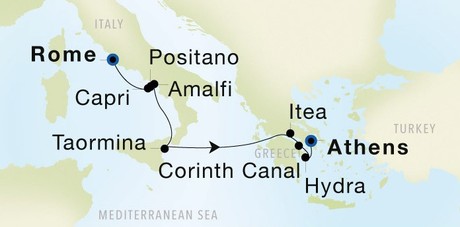 Map for Greece & Italy Discovery - Civitavecchia to Athens 8 Day Cruise