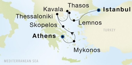 Map for Greece & Turkey Discovery - Athens to Istanbul 8 Day Cruise