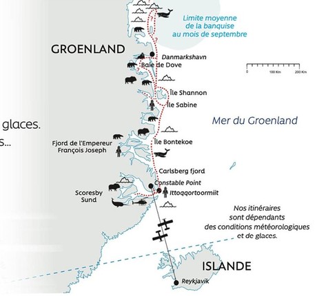 Map for Northeast Greenland & Scoresby Sound: Constable Point Return