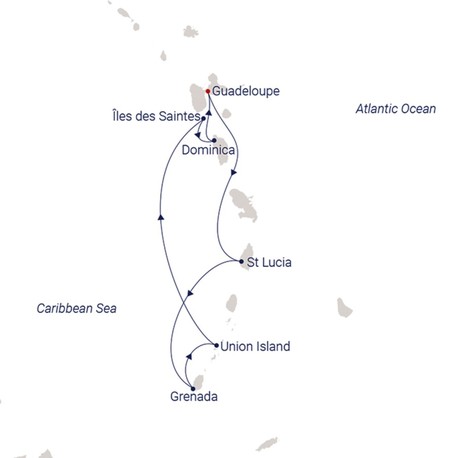 Map for Pointe-à-Pitre to Pointe-à-Pitre 9 Day Caribbean Sailing Cruise