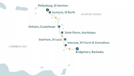 Map for Heart of the Caribbean - St. Lucia, Tobago Cays and Mayreau