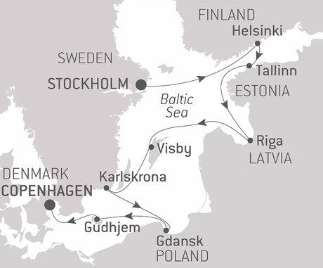 Map for Historic Cities of the Baltic Sea - Luxury Cruise