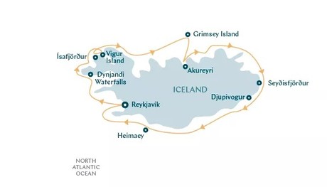 Map for Iceland in Depth - 9 Day Circumnavigation Voyage