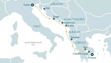 Map for Icons of the Adriatic - Croatia, Montenegro, Albania & Greece Cruise