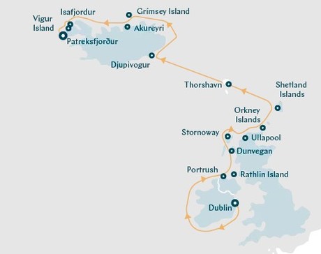 Map for In the Wake of Celts and Vikings - Iceland, Scotland and Ireland Cruise