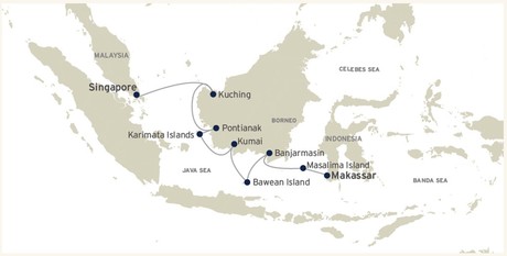 Map for Into the Wilds of Borneo - Indonesia Cruise