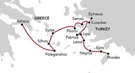 Map for Island Hopping in the Aegean - 11 Day Greek Isles Cruise