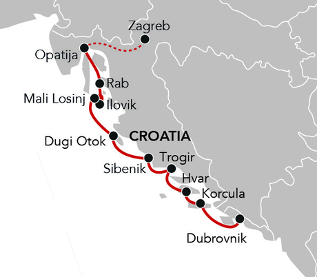 Map for Island Hopping in the Adriatic - Croatia Coast Cruise